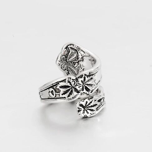 Zaoune Spoon Rings for Women Vintage Silver Sunflower Floral Boho Adjustable Thumb Jewelry in Kuwait