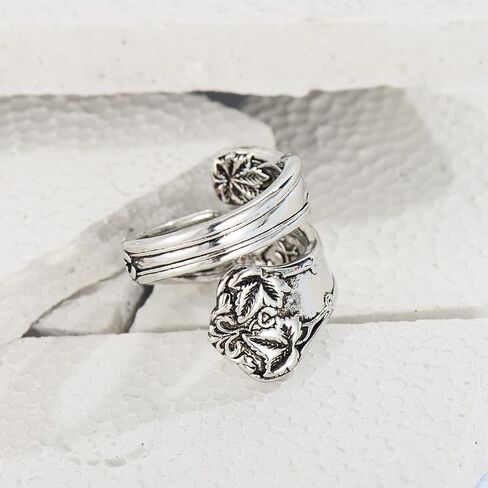 Zaoune Spoon Rings for Women Vintage Silver Sunflower Floral Boho Adjustable Thumb Jewelry in Kuwait