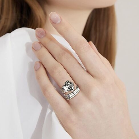 Zaoune Spoon Rings for Women Vintage Silver Sunflower Floral Boho Adjustable Thumb Jewelry in Kuwait