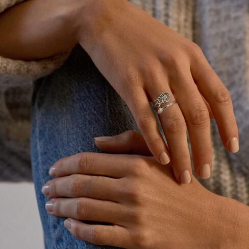 CHIC & ARTSY Spoon Ring 925 Sterling Silver Spoon Rings for Women Dainty Tennis Guitar Ladybug Acorn Spoon Finger Rings Open Adjustable Leaf Ring Jewelry in Kuwait