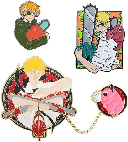 دبابيس المينا Pochita للرجال بالمنشار - دبابيس Denji Power Makima Anime Cosplay - هدايا مجوهرات الهالوين للأطفال والبنات والمراهقات والنساء والرجال in Kuwait