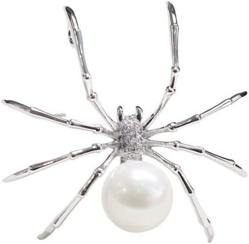 Spider Brooch Pins Black White Pearl Clear Crystal Corsage Lapel Jewelry for Women and Men Witch Halloween Pin Accessories in Saudi Arabia