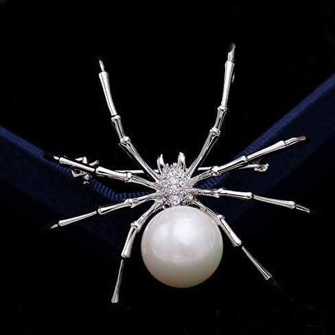 Spider Brooch Pins Black White Pearl Clear Crystal Corsage Lapel Jewelry for Women and Men Witch Halloween Pin Accessories in Saudi Arabia