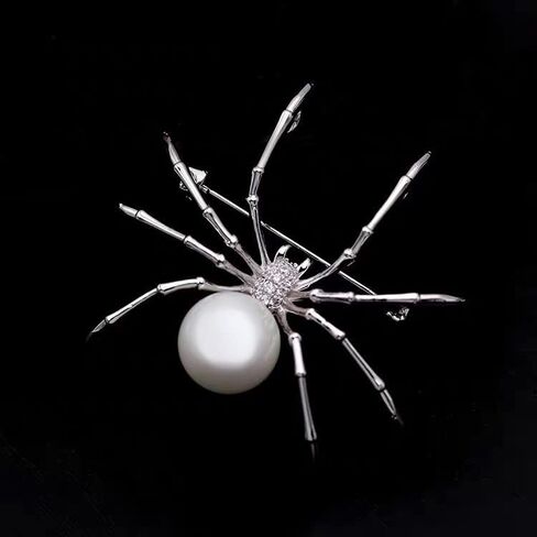 Spider Brooch Pins Black White Pearl Clear Crystal Corsage Lapel Jewelry for Women and Men Witch Halloween Pin Accessories in Saudi Arabia