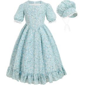 Nuoqi Pioneer Dresses for Girls Laura Ingalls Wilder Costume Colonial Girls Costume