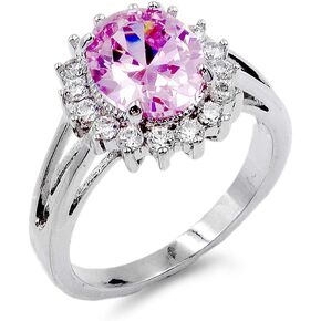 Lavencious Oval Round Shaped CZ Rings Wedding Party Statement Engagement Inspired Cocktails For Woman Size 5-10 in Kuwait