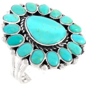 Turquoise Ring Sterling Silver 925 Genuine Gemstones Southwest Style