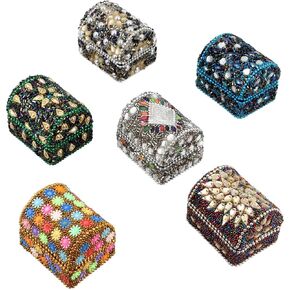 Shop LC Handcrafted Set of 6 Mini Solid Multi Color Gemstone Beads Treasure Chest Decorations Boxes Birthday Gifts