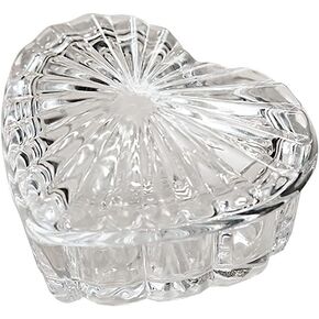 RockTrend Heart-Shaped Colored Glass Storage Box Embossed Jewelry Box Candy Box with Lid-Blue in Saudi Arabia