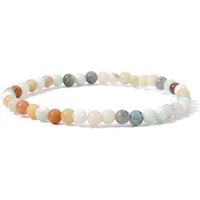 BALIBALI 4MM Mini Gemstone Energy Bracelets Tiny Bracelet Natural Stone Statement Bracelet Charm Beaded Couples Bracelets