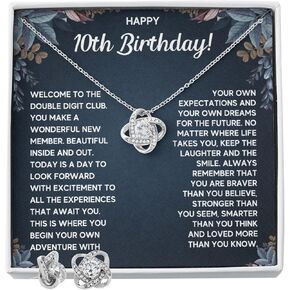 FG Family Gift Mall 10 Year Old Girl Birthday Gift Ideas, Presents For Happy 10th Birthday, Cool Gifts For 10-year-old Girls, 10 yr Old Girls Bday Jewelry Necklace with Message Card and Gift Box