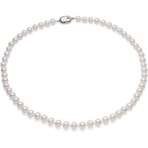 CICILIYA Round Pearl Necklace Strand Freshwater Cultured 18 Inch 19‘ with 18K Gold Plated Sterling Silver Buckle for Women Mother Girl Bride Bridesmaids Man Boy as Gift Jewelry for Party in Kuwait