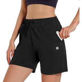 Ksmien Women's Knit Cotton Bermuda Shorts with Deep Pockets for Women Lounge Walking Running Athletic