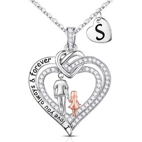 Iefil Gifts for Daughter from Dad - 925 Sterling Silver Heart Pendant Initial Necklace Daughter Gifts from Dad Christmas Birthday Gifts for Daughter Teen Girl Jewelry Gifts in Kuwait