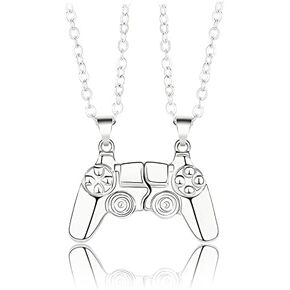 COLORFUL BLING 1 Pair Game Controller Matching Couple Pendant Necklaces Set Game Pad Friendship BFF Best Friends for Him and Her Street Hiphop Jewelry