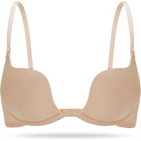 HANSCA Women's Deep Plunge Bra Cleavage Enhancer Low Cut Wireless Bra Padded Push Up in Saudi Arabia
