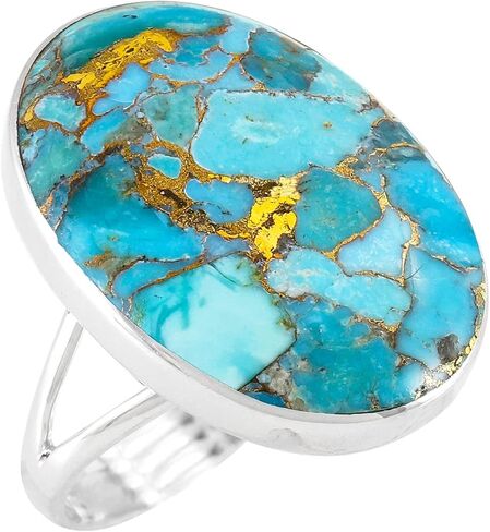 Turquoise Ring in Sterling Silver 925 Genuine Gemstones in Saudi Arabia