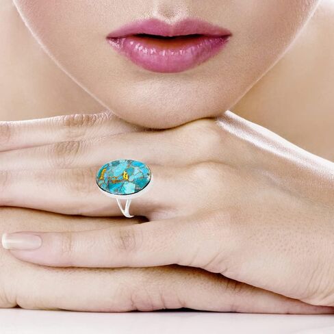 Turquoise Ring in Sterling Silver 925 Genuine Gemstones in Saudi Arabia