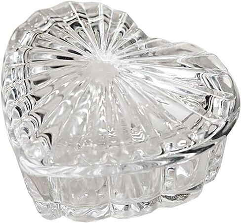 RockTrend Heart-Shaped Colored Glass Storage Box Embossed Jewelry Box Candy Box with Lid-Blue in Saudi Arabia