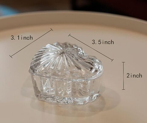 RockTrend Heart-Shaped Colored Glass Storage Box Embossed Jewelry Box Candy Box with Lid-Blue in Saudi Arabia