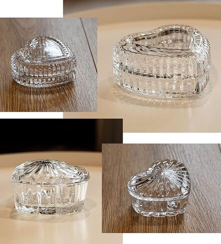 RockTrend Heart-Shaped Colored Glass Storage Box Embossed Jewelry Box Candy Box with Lid-Blue in Saudi Arabia