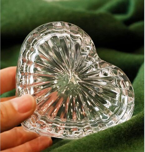 RockTrend Heart-Shaped Colored Glass Storage Box Embossed Jewelry Box Candy Box with Lid-Blue in Saudi Arabia
