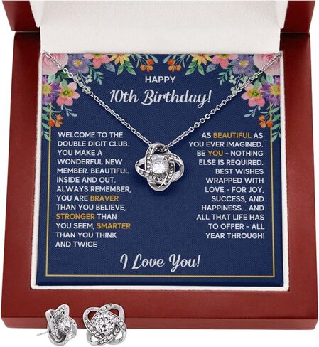 FG Family Gift Mall 10 Year Old Girl Birthday Gift Ideas, Presents For Happy 10th Birthday, Cool Gifts For 10-year-old Girls, 10 yr Old Girls Bday Jewelry Necklace with Message Card and Gift Box in Kuwait