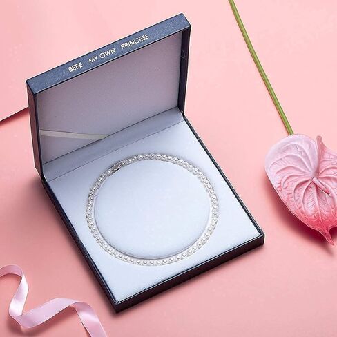 CICILIYA Round Pearl Necklace Strand Freshwater Cultured 18 Inch 19‘ with 18K Gold Plated Sterling Silver Buckle for Women Mother Girl Bride Bridesmaids Man Boy as Gift Jewelry for Party in Kuwait