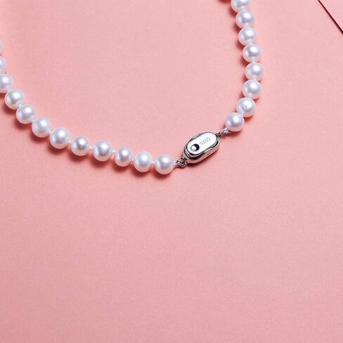 CICILIYA Round Pearl Necklace Strand Freshwater Cultured 18 Inch 19‘ with 18K Gold Plated Sterling Silver Buckle for Women Mother Girl Bride Bridesmaids Man Boy as Gift Jewelry for Party in Kuwait