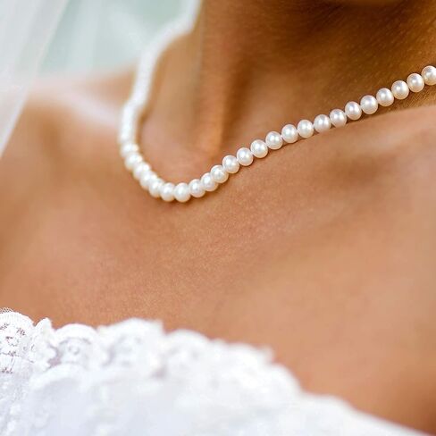 CICILIYA Round Pearl Necklace Strand Freshwater Cultured 18 Inch 19‘ with 18K Gold Plated Sterling Silver Buckle for Women Mother Girl Bride Bridesmaids Man Boy as Gift Jewelry for Party in Kuwait