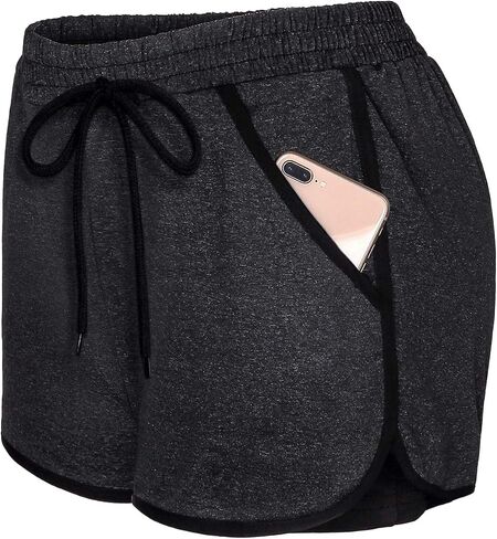 Blevonh Womens 2 in1 Running Athletic Workout Yoga Shorts with Pockets S-XXXL in Saudi Arabia