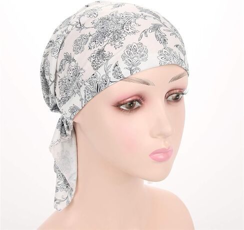 قبعة عمامة للنوم للسيدات من Beauty YFJH مصنوعة من القطن المطاطي ووشاح قبعة قبعة كيميائية لتساقط الشعر من السرطان in Kuwait