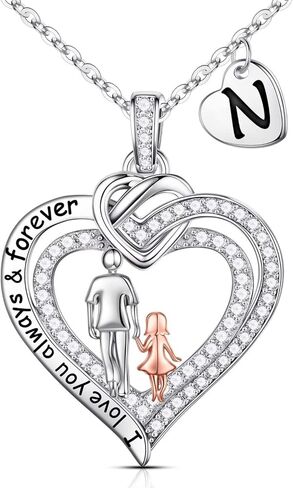 هدايا Iefil للابنة من الأب - قلادة قلب من الفضة الإسترليني عيار 925 هدايا ابنة من قلادة أولية من الفضة الإسترلينية من الأب هدايا عيد ميلاد للابنة المراهقات هدايا مجوهرات in Kuwait
