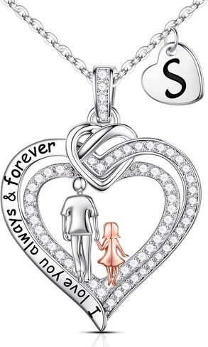 Iefil Gifts for Daughter from Dad - 925 Sterling Silver Heart Pendant Initial Necklace Daughter Gifts from Dad Christmas Birthday Gifts for Daughter Teen Girl Jewelry Gifts in Kuwait