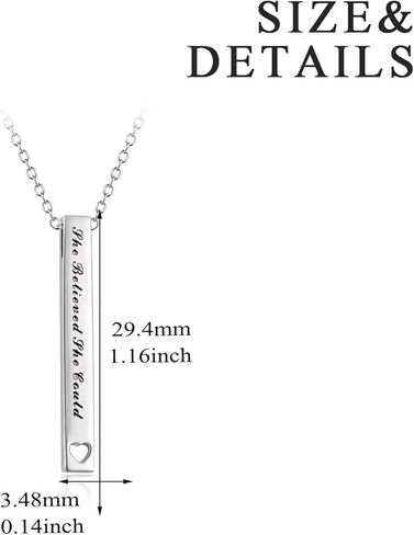 AXELUNA 925 Sterling Silver Vertical Bar Necklace Engraved Message Inspirational Jewelry Gifts for Women in Saudi Arabia
