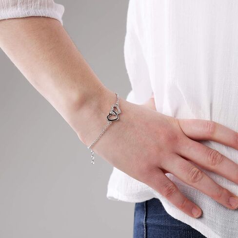 Cherished Moments Sterling Silver Mom and Me Double Heart Bracelet Sold as a Set or individually in Saudi Arabia