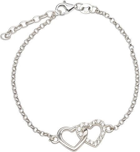 Cherished Moments Sterling Silver Mom and Me Double Heart Bracelet Sold as a Set or individually in Saudi Arabia