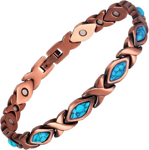 CocoButterFly - turquoise Pure Copper Bracelet - Women's Magnetic Copper Bracelet - With Size Tool Adjustable Length (Blue Turquoise) in Saudi Arabia
