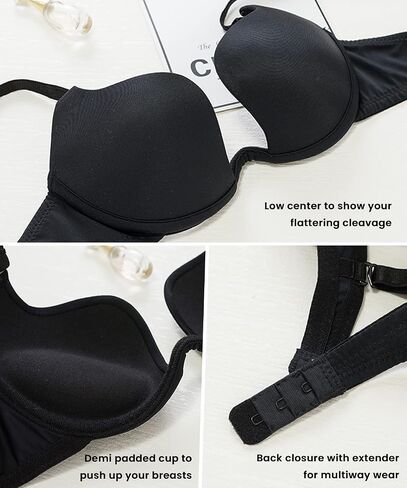 HANSCA Women's Deep Plunge Bra Cleavage Enhancer Low Cut Wireless Bra Padded Push Up in Saudi Arabia