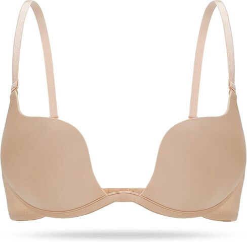 HANSCA Women's Deep Plunge Bra Cleavage Enhancer Low Cut Wireless Bra Padded Push Up in Saudi Arabia
