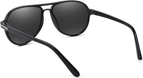نظارات شمسية من YuJian Retro بلاستيكية كبيرة الحجم Aviator 70s للنساء والرجال باللون الأسود بإطار كلاسيكي كبير نظارات عتيقة in Kuwait
