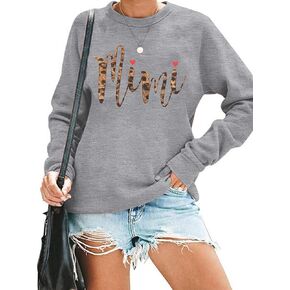 EGELEXY Leopard Mimi Sweatshirt Women Funny Letter Print Grandma Gift Pullover Top Casual Long Sleeve Shirts Tee in Saudi Arabia