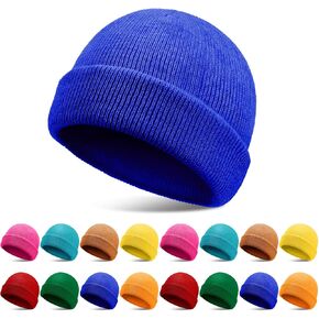 16 Pack Winter Beanies Bulk Cold Weather Unisex Hat Cuff Warm Skull Cap for Men Women Driving Cycling Hiking, Skating