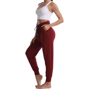 سراويل Baihetu Yoga المريحة للنساء للركض سراويل رياضية فضفاضة مع جيوب