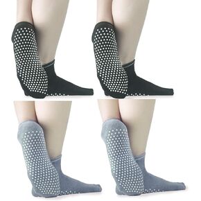 ELUTONG Sticky Grips Socks For Women 4 Pack Tile/Wood Floors Non Skid Slip Barre Socks Winter Warm Ballet Socks in Saudi Arabia