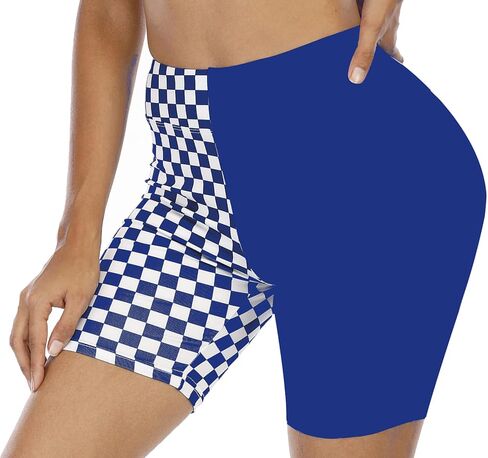 WSPLYSPJY High Waist Biker Yoga Shorts for Women's Black and White Checkered Shorts Athletic Shorts in Saudi Arabia