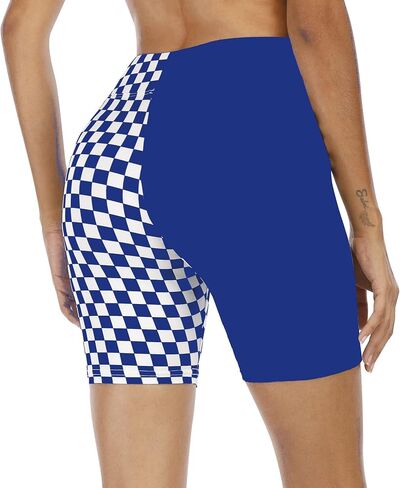 WSPLYSPJY High Waist Biker Yoga Shorts for Women's Black and White Checkered Shorts Athletic Shorts in Saudi Arabia