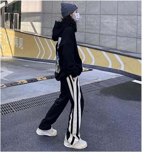 TUAQIANG Harajuku Sports Pants Women's Loose Fitting Casual Pants Harem Pants Straight Leg Pants Couple Trend Sports Pants in Saudi Arabia