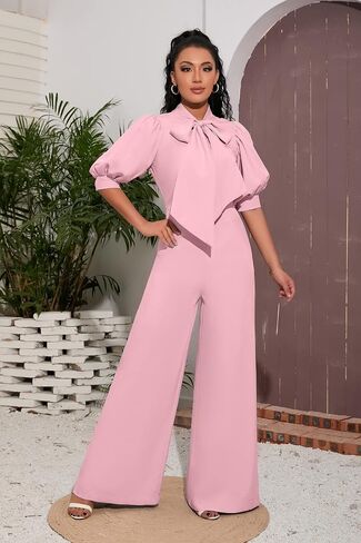 بدلة قفز نسائية من IWFEV بطول كامل وأكمام منتفخة وخصر عالي وأرجل واسعة in Kuwait
