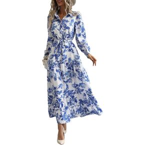 Milumia Summer Flowy Long Maxi Dress Button Up Split Floral Print Boho Dresses for Women 2023